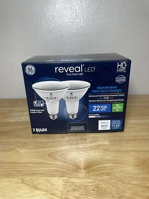 GE 12W 75w 2pk Reveal Par30 Long Neck LED Bulbs Dimmable Flood Spot ADJUSTABLE! - Image 1 of 4