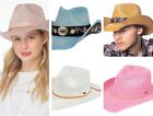 Men's/Women's Vintage Western Cowboy Hats With Bull Badge Studs Flower Trim Band