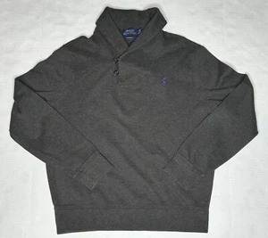 Polo Ralph Lauren Pullover Herren mittelgrau 2 Knöpfe Schal Kragen Pullover Baumwolle - Bild 1 von 8