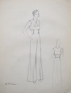 Workshop Vionnet - Drawing Original - Pencil - Jumpsuit 61 - Picture 1 of 2