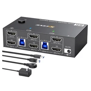 8K HDMI KVM Switch 2 Monitore USB 3.0 Dual 4K/8K@60Hz Gaming Büro - Bild 1 von 12