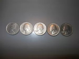 4 US Washington Quarters 1965 1966 1 kanadisches Quartier 1968 - Bild 1 von 8
