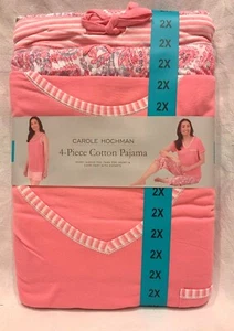 CAROLE HOCHMAN Womens Size 2X Coral Pink Paisley *4-Piece* Summer Pajamas Set - Picture 1 of 5