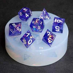 Molde de silicona para dados de borde afilado DND hágalo usted mismo para molde de dados de resina de 7 piezas - Imagen 1 de 9
