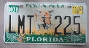 Florida License Plate Novelty Specialty Protect The Panther Cougar Mountain Lion - Picture 1 of 2