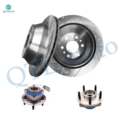 Set of 4 Front 303 Drilled Brake Rotors-Wheel Hub For 2000 2001 Chevrolet Impala - Image 1 of 4