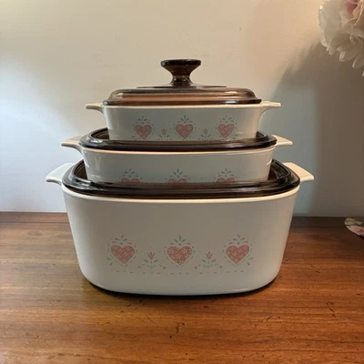 Lote de 3 cazuelas vintage Corningware Forever Yours con tapas 5,2,1 L Foto 1 de 4