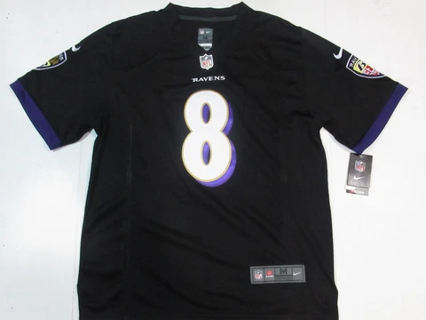 NWT Lamar Jackson #8 Baltimore Ravens Men's Game Limited Jersey Black Cover