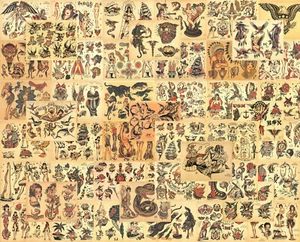 Sailor Jerry Traditional Vintage Style Tattoo Flash 50 Sheet Set USA - Picture 1 of 11