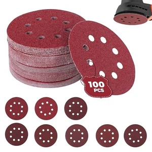 125mm Sanding Discs,100Pcs Orbital Sander Discs Hook and Loop Sanding Pads - Picture 1 of 9