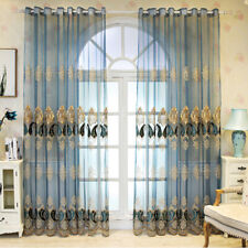Embroidery Mesh Curtain Drape Fabric Semi Finished Voile Tulle Window Screen