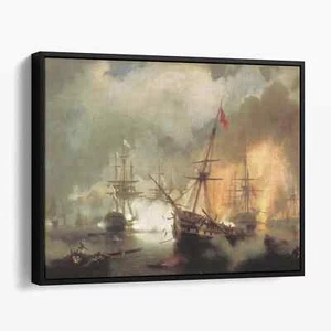 The Battle of Navarino by Ivan Aivazovsky Seascape Ships Canvas Wall Art Print - Picture 1 of 7