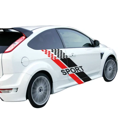2 PIEZAS Calcomanías gráficas deportivas a rayas para coche para Ford Focus MK2 MK3 puerta lateral Foto 1 de 4