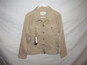 LIVERPOOL WOMEN'S BEIGE CASUAL BUTTON UP LONG SLEEVE SHORT JACKET SIZE M NWT - Picture 1 of 6