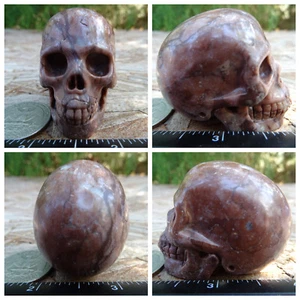 2.03" Jasper Stone Skull Hand Carved Realistic 3.4oz 97.6g Crystal Healing - Picture 1 of 12