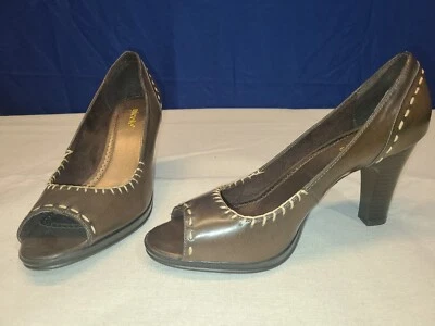 Zapatos de vestir Nicole de cuero marrón con punta abierta para mujer talla 8,5 M Pepe vintage Foto 1 de 4
