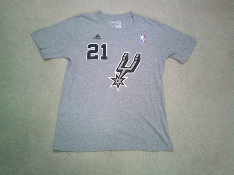 San Antonio Spurs Tim Duncan T Shirt Youth Large Gray Adidas Cover