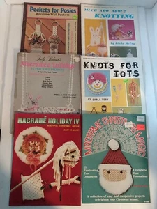 6 Vintage Macrame Knot Booklets 1970-80s Plant Hangers, Xmas, Kids Stuff MORE #4 - Picture 1 of 24