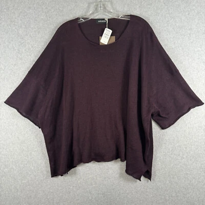 Suéter Eskandar Bateau Cuello Mujer Talla Única Púrpura Manga Corta 100% Lino Nuevo con Etiquetas Foto 1 de 4