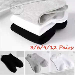Lot 12 Pairs Mens Womens Ankle Socks Sport Cotton Crew Socks Low Cut Invisible - Picture 1 of 10