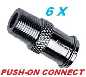 6 X EASY PUSH ON MALE to FEMALE CONNECTOR RG6 RG59 ADAPTER COUPLER COAXIAL CABLE - Picture 1 of 2