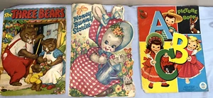 Vintage Lot 3 Linen / Paperback Children's Books ABC Bunny Three Bears (ToteHHH) - Picture 1 of 18