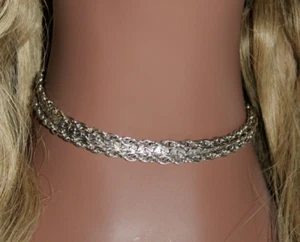 Vintage Trifari silberfarben Multi Kette Halsband Halskette signiert 12" - Bild 1 von 9