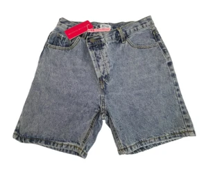 BEGINNING BOUTIQUE Darcy Denim Shorts Crossover Waist Unique Blue BNWT Size M - Picture 1 of 9
