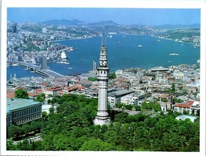 Beyazit Tower, Galata Bridge and Bosphorus, Istanbul, Turkey Postcard - Picture 1 of 2