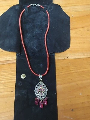 Collana pendente argento 925 radice di Rubino matassite - Immagine 1 di 4