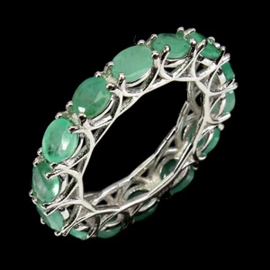 925 Sterling Silver Ring Oval Emerald Natural Gemstone Jewelry Gift - Picture 1 of 10