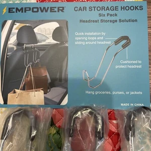 Empower Car Storage Hooks 6 Pack Headrest Bag/jacket Hanger Hook Set of 6 - Foto 1 di 4