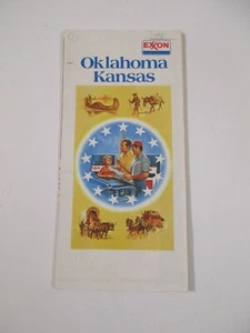 Vintage 1976 Exxon Oklahoma Kansas Gas Station Travel Road Map-odg1 - Picture 1 of 12