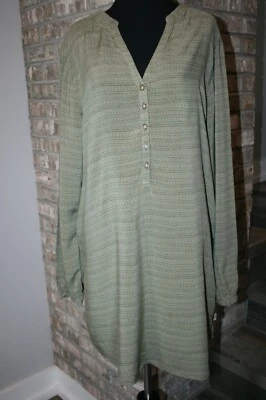 Vestido camisero Burton verde manga larga cuello en V para mujer talla XL Foto 1 de 4