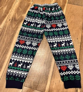 Christmas Kids Leggings Reindeer Stretchy Band Black Red White Green 2XL 7/8 - Picture 1 of 4
