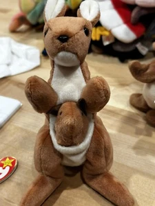 1996 Ty Beanie Babies Pouch Kangaroo Rare Retired NW Both Tags L👀k🔥❤️ - Picture 1 of 6