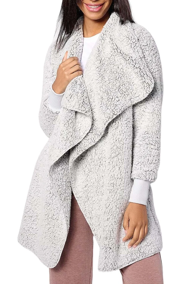 Bumblebella by Jill Martin Reg Sherpa Cascading Cardigan Frost Grey - Image 1 of 1