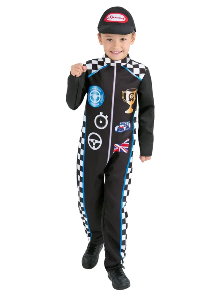 Racing Car Driver Costume Boys Race Toddlers Childs Fancy Dress Outfit Kids - Image 1 of 1