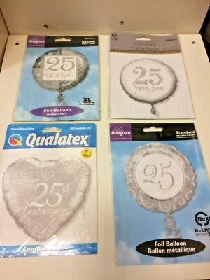 New Beautiful 18" Foil 25th  Wedding Anniversary Balloons - Image 1 of 4