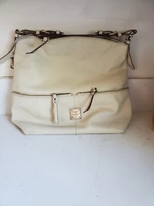 Dooney & Bourke Dillen Large Shoulder Bag Purse Handbag Cream Leather - Picture 1 of 24