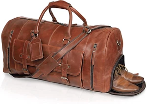 Leather Duffel Bags for Men and Women Full Grain Leather Travel Overnight Weeken - Picture 1 of 7