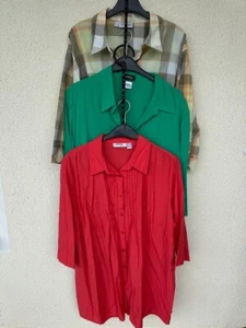 3 Blusen, Gr. 52, rot, grün, gelb-kariert, Marke ambria, Nice day, neuwertig - Bild 1 von 4
