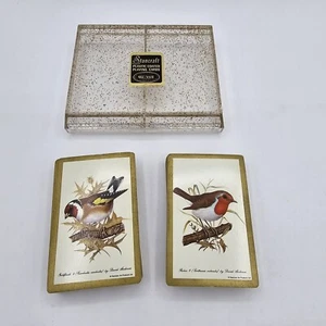 VTG Stancraft Bridge Double Deck Bird Playing Cards Goldfinch Robin Plastic Coat - Picture 1 of 7