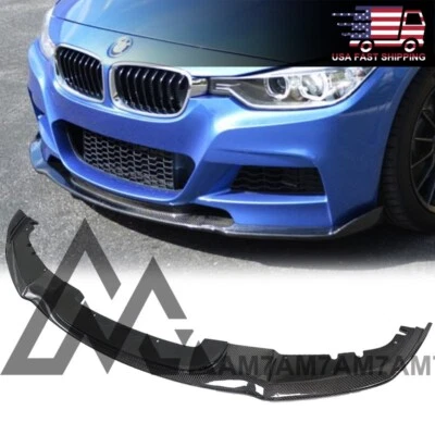 HM Style Carbon Fiber Front Spoiler Lip For 2012-2018 BMW F30 F31 M Sport - Image 1 of 4