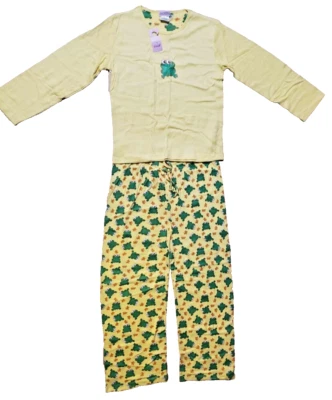 Women's Yellow Frog 2 Piece Sleep Lounge Wear Set PJ Pajama MEDIUM NEW W TAGS - Photo 1/4