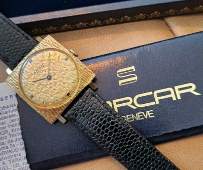 SARCAR SQUARE 30x30mm goldfilled ULTRARARE !!! FUL SET SWISS MADE from 60' — 第 1/4 张图片