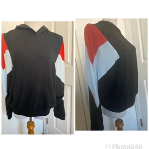 Sudadera con Capucha Michael Stars Colorblock Negro Rojo Azul Lt Manga Dolman Talla S Nueva Sin Etiquetas - Imagen 1 de 10