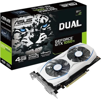 ASUS GeForce GTX 1050 Ti 4GB GDDR5 HDMI DP DVI GTX1050TI-O4G Video Graphics Card - Image 1 of 4