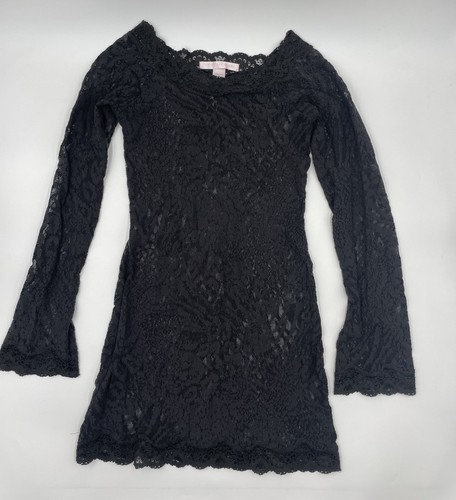 UNDERCOVER Abito donna Victoria’s Secret pizzo floreale manica lunga piccolo nero lingerie sexy