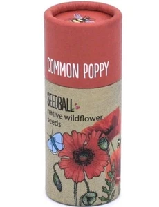 Poppy Wildflower Seed Ball Tubes - Bee Pollinators - Peat Free - Grow From Seed - Picture 1 of 5